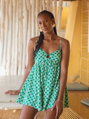 Billabong Green Patterned Romper